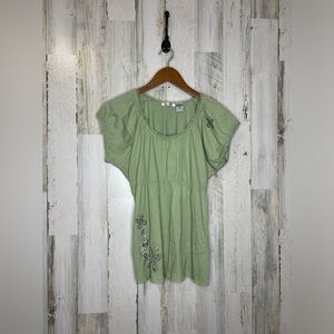 Cut 4 U Kids Girls Crepe Gauzy Butterfly Floal Top Green Silver Size 3X